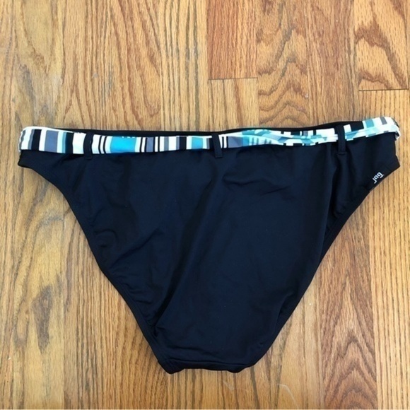 NEW NWOT JAG JEANS Solid Black Blue White Belted Stripe Y2K Bikini BOTTOM XL - Picture 8 of 8